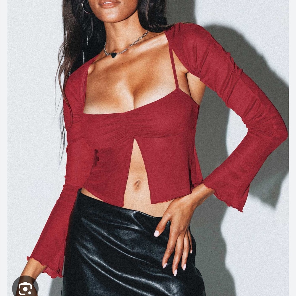 Red Ruched Blouse